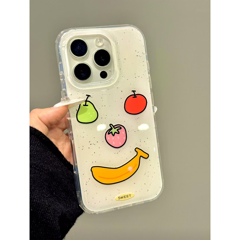 搞怪水果笑脸适用苹果16/15/14pro手机壳华为Pura80pro新款mate70/OPPOReno13大孔白色vivos30x200小米15软套