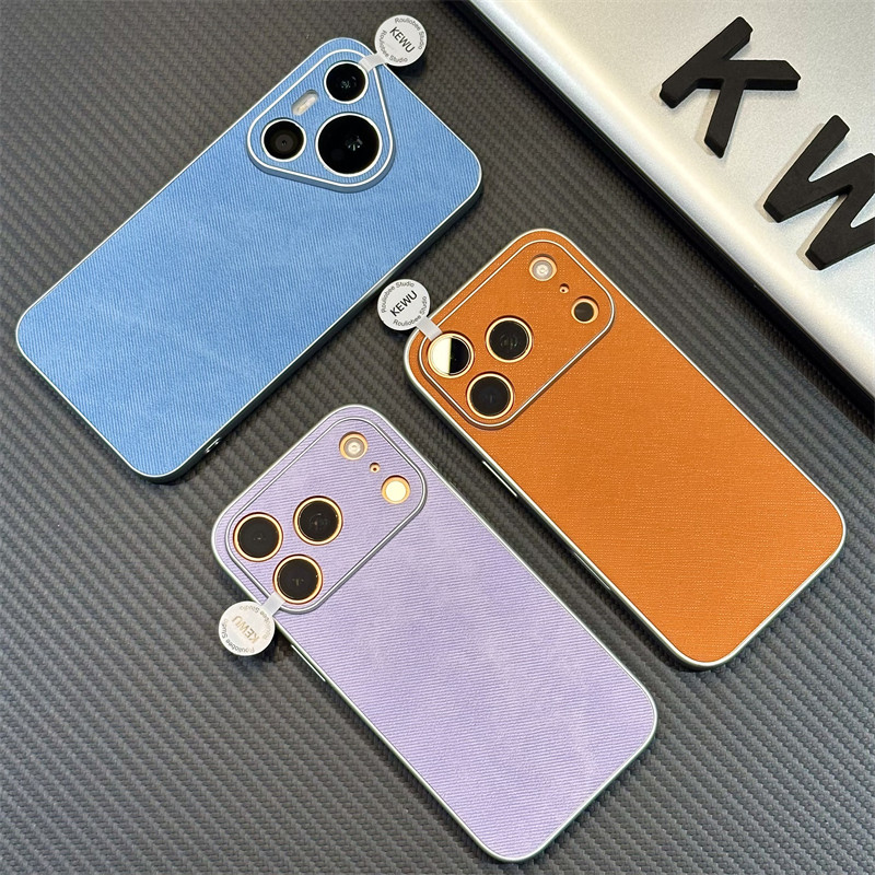 电镀直边牛仔布纹适用iPhone17promax手机壳苹果16Pro新款防摔荣耀300保护套华为Mate70防指纹vivox200小米15