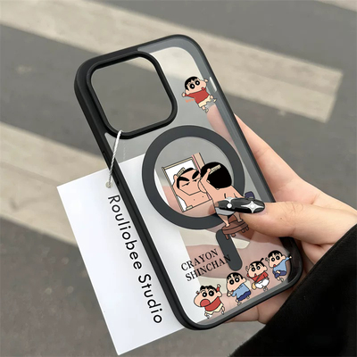 自恋帅气小新磁吸壳适用iPhone16promax手机壳7/8plus苹果15pro无线磁吸壳防摔14/13大孔保护套12高级感透明x