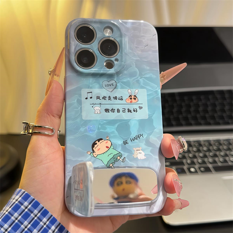 做自己就好小新适用苹果15手机壳iPhone16promax新款菲林硬壳华为mate70荣耀vivox200个性小米15OPPO镜面支架