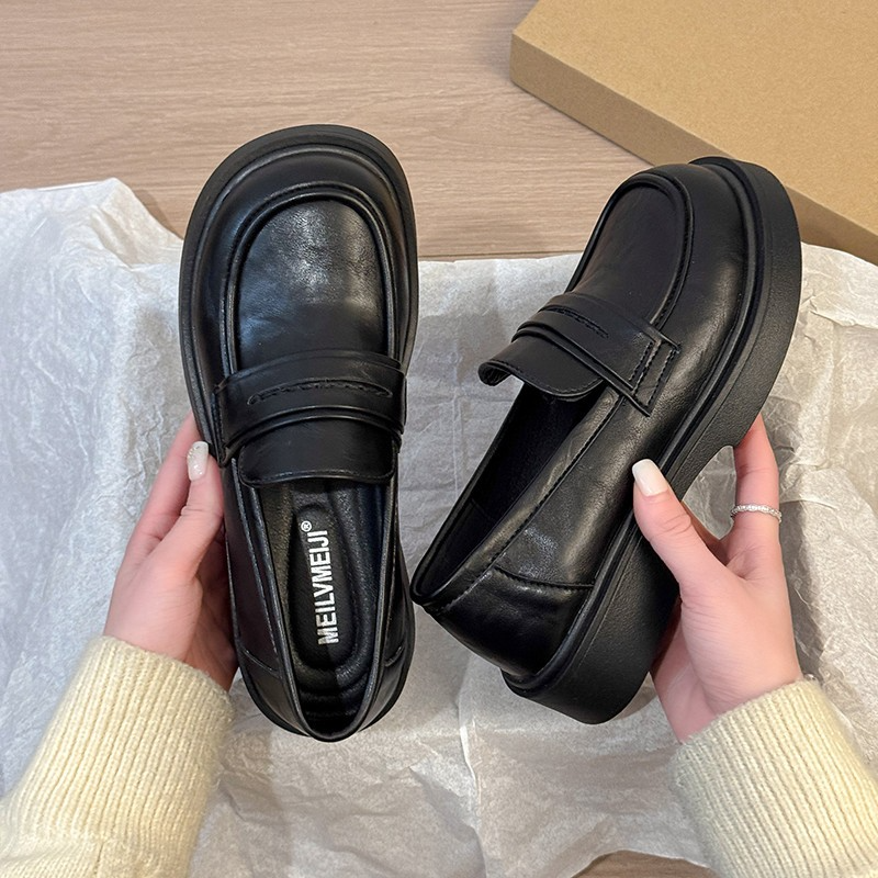 英伦风乐福鞋女2026新款春季舒适一脚蹬懒人单鞋配裙子厚底小皮鞋,女鞋,乐福鞋（豆豆鞋）,淘宝优惠券,粉丝福利购,淘宝优惠卷