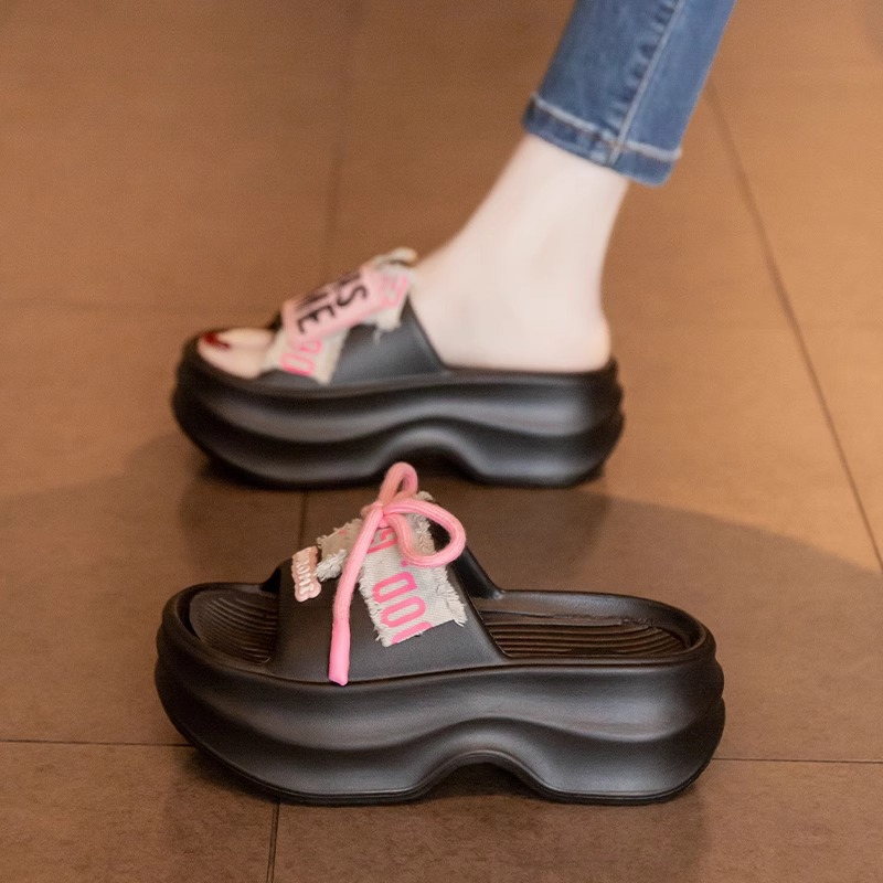 松糕厚底凉拖鞋女夏外穿2025新款百搭女士增高高跟凉鞋海边沙滩鞋