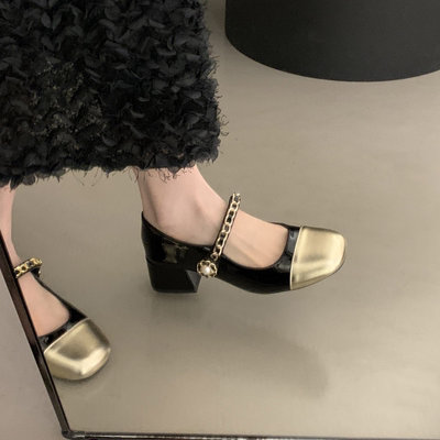 法式小香风粗高跟玛丽珍鞋女鞋子2025秋季新款配裙子气质中跟单鞋