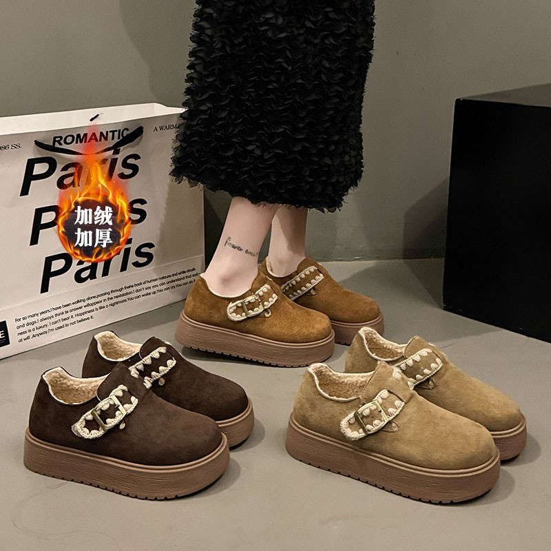 厚底加绒保暖全包勃肯鞋女2025冬季新款博肯乐福鞋豆豆棉鞋雪地靴
