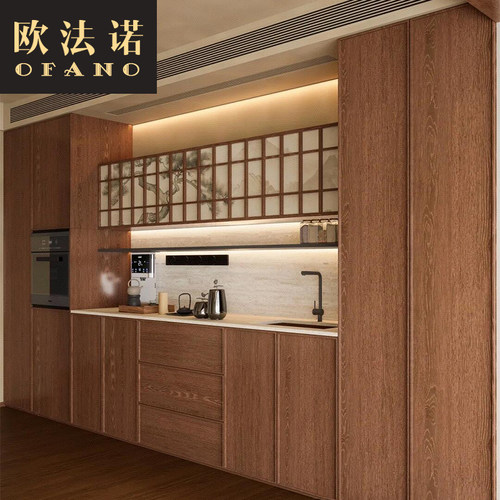 全屋定制宋式美学风餐边柜木色全屋空间整装定制工厂定做