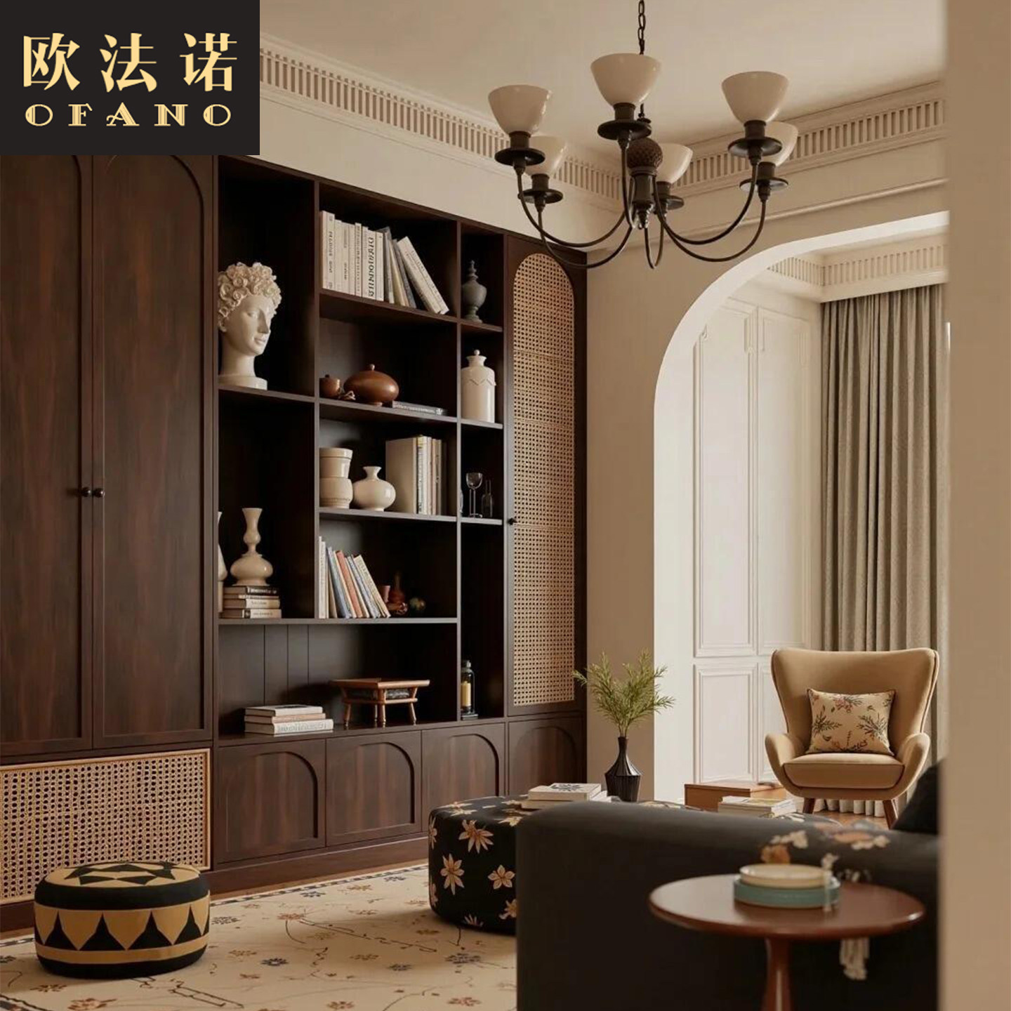 全屋定制中古实木书柜书房全屋空间整装书柜平开门定制工厂定做图片