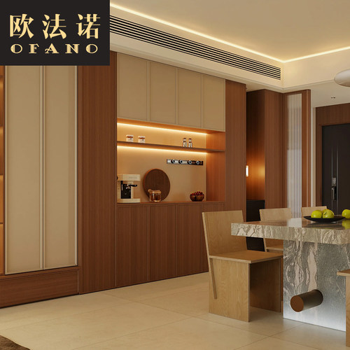 全屋定制法式中古风餐边柜木色全屋空间整装定制工厂定做