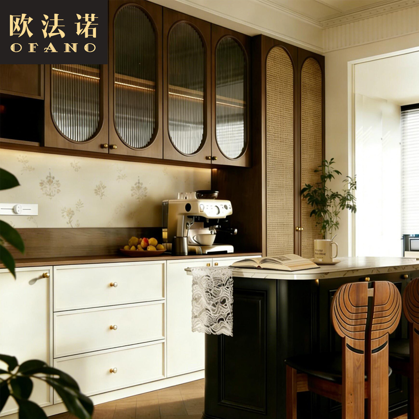 全屋定制法式中古风餐边柜木色全屋空间整装定制工厂定做图片
