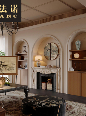 全屋定制法式中古风电视柜客厅壁炉柜全屋整装空间定制工厂定做