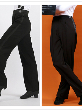 佳成舞蹈JC练功比赛侧条杠黑色百搭定做成人少儿拉丁裤男款