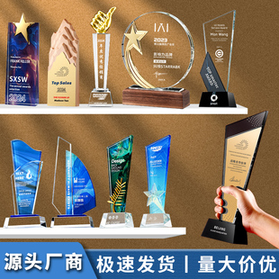 水晶奖杯定制定做冠军2025新款 创意树脂年会优秀员工高档大气冠军