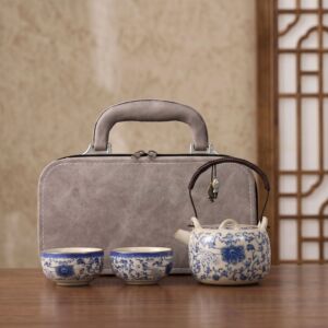 青花汝窑便携户外旅行茶