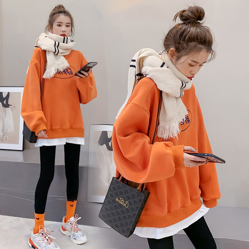 출산 정장 가을 드레스 가을 패션 중간 길이 인터넷 연예인 긴팔 스웨터 2024 새로운 최고 가을 스타일