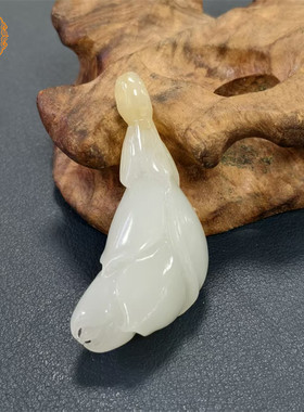 [且末料玉兰花吊坠]天然和田玉羊脂白玉挂件