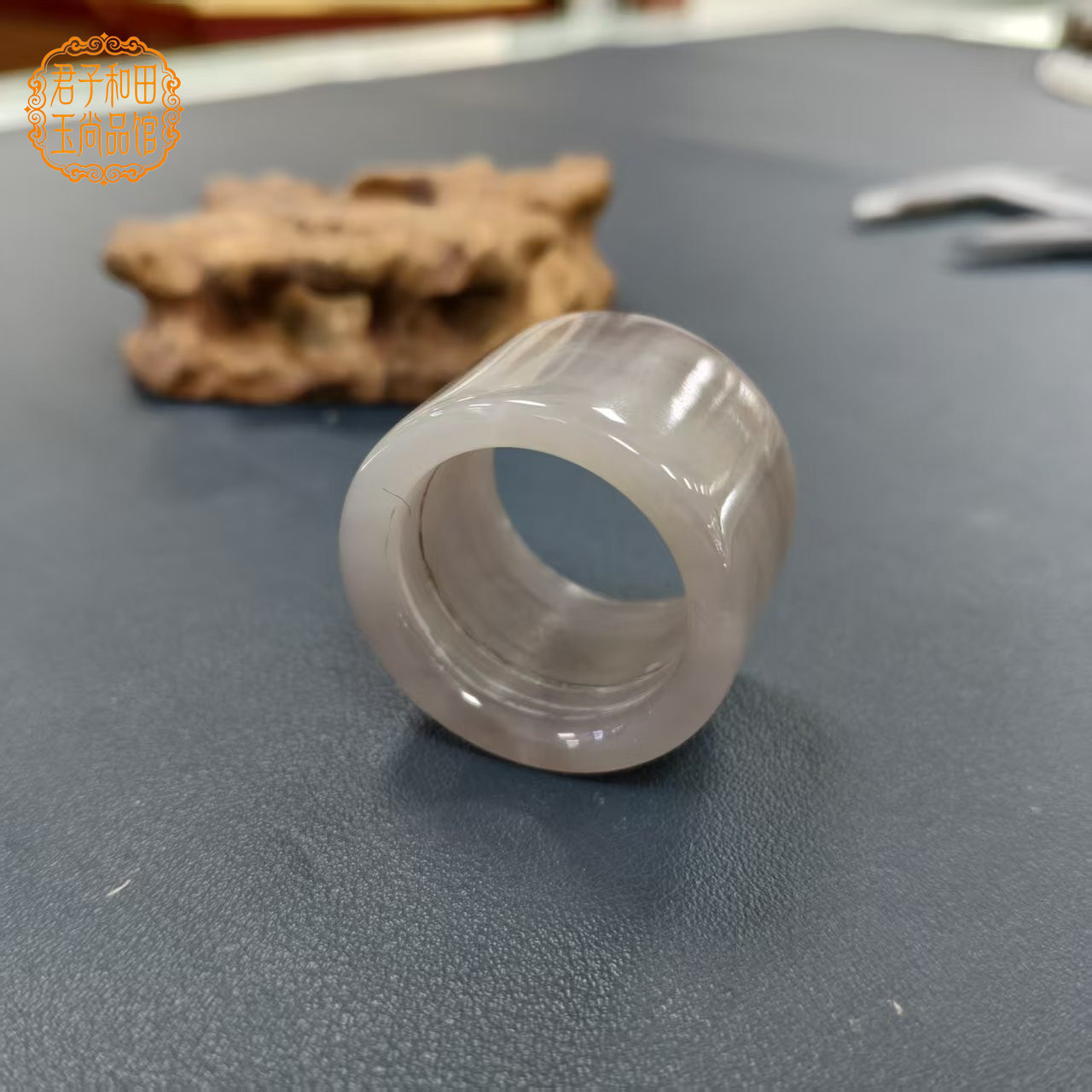 烟紫玉扳指大圈口27mm内径青手饰