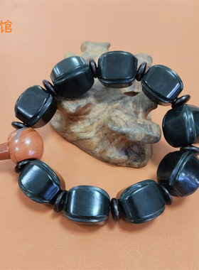 塔青玉四棱珠手串男款带三通新疆塔什库尔干青玉老料手链手钏