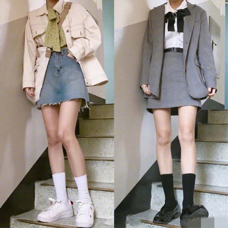 潮袜微透及膝jk制服天鹅绒短袜