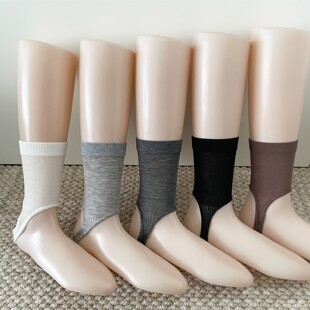 春夏秀款 纯色平板微透肉马甲踩脚小腿袜灰色中筒袜奶白堆堆袜子潮
