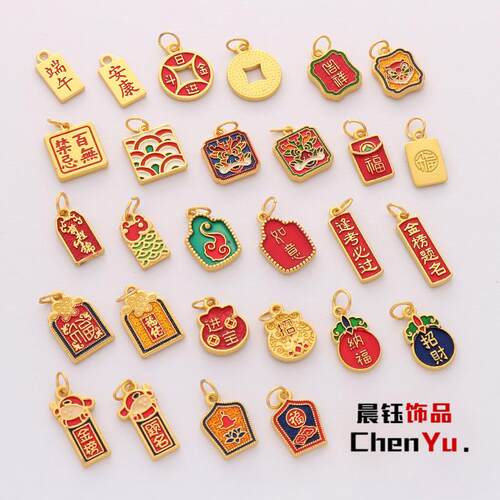 项链古法金饰品手工发簪平安福袋
