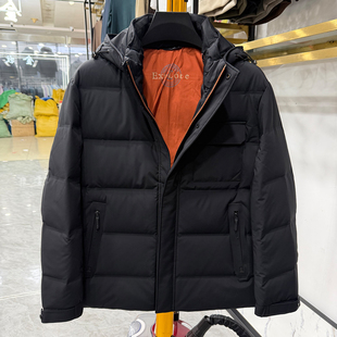 撤柜款!商务可脱卸帽羽绒服男黑色加厚保暖白鸭绒多口袋外套