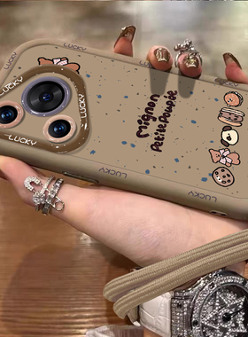 棕色小动物华为Pura70手机壳适用50PRO泡芙70proplus+带挂绳手腕Mate60pro+可爱20/30p40新款女软防摔全包