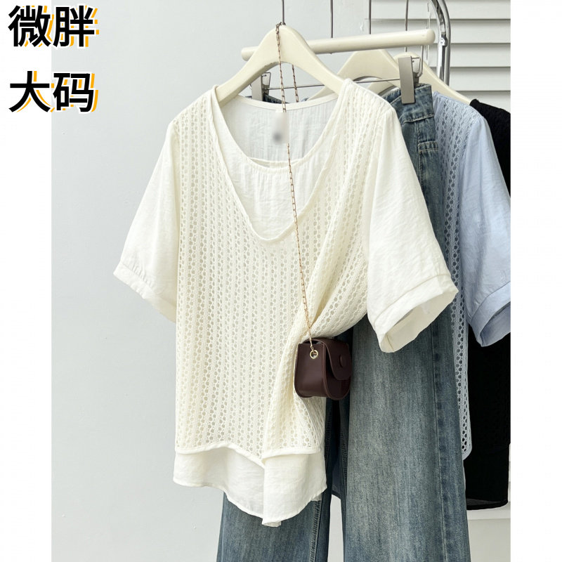 200斤胖妹妹夏季新款韩版时尚镂