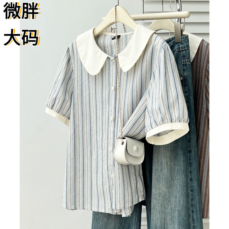 2026夏季新款大码显瘦娃娃领彩色