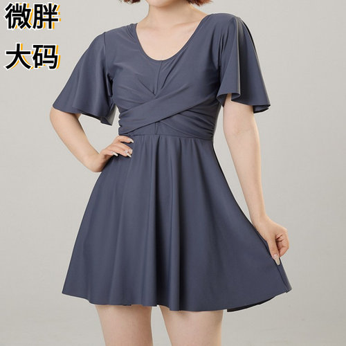 大码泳衣女胖mm200斤连体泳裙250