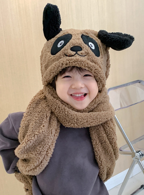帽子手套耳朵会动可爱儿童围巾