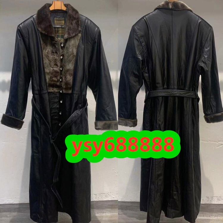 中古奢侈品女装御庭风绵羊皮春秋风衣外套水貂领气质长裙真皮孤品