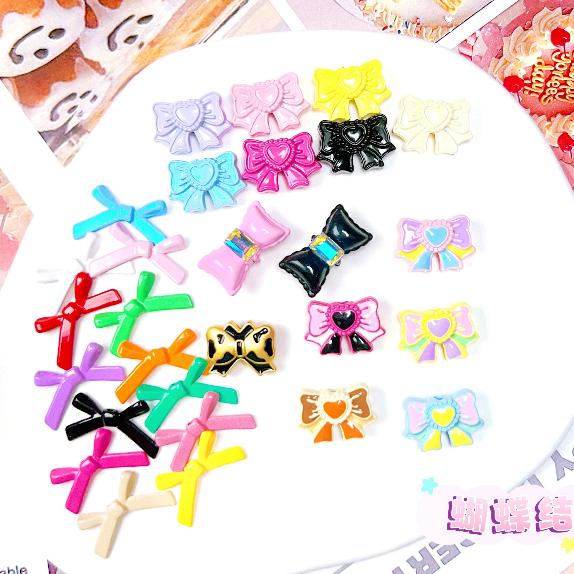 锆石立体蝴蝶结饰品配件项链diy