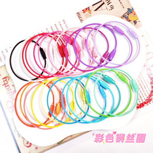 彩色钢丝过线圈花朵渐变硅胶绑带扎带皮绳钥匙扣手工DIY饰品配件
