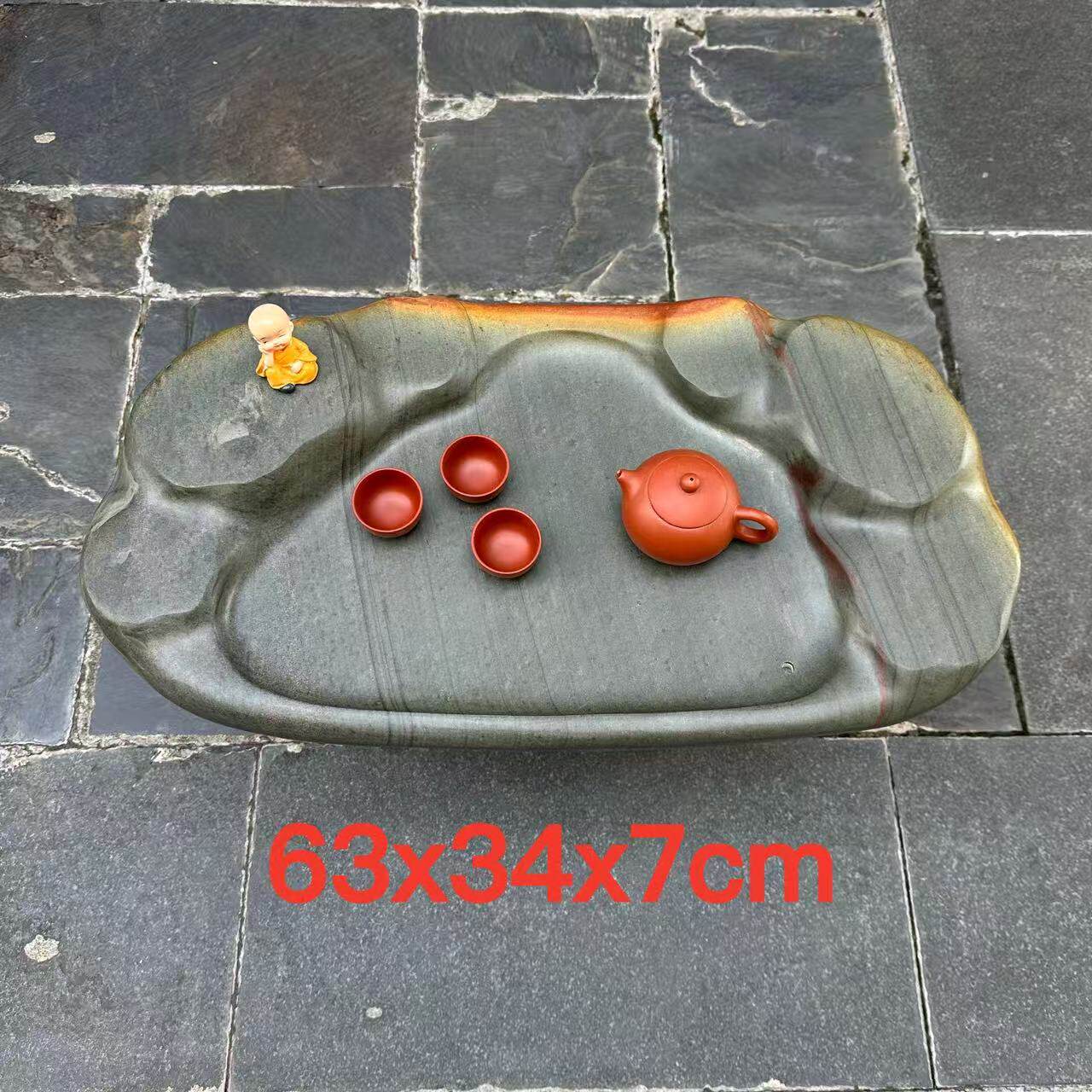 端砚茶盘厂家绿端随形金包玉复古风客厅办公室功夫茶台茶海孤品