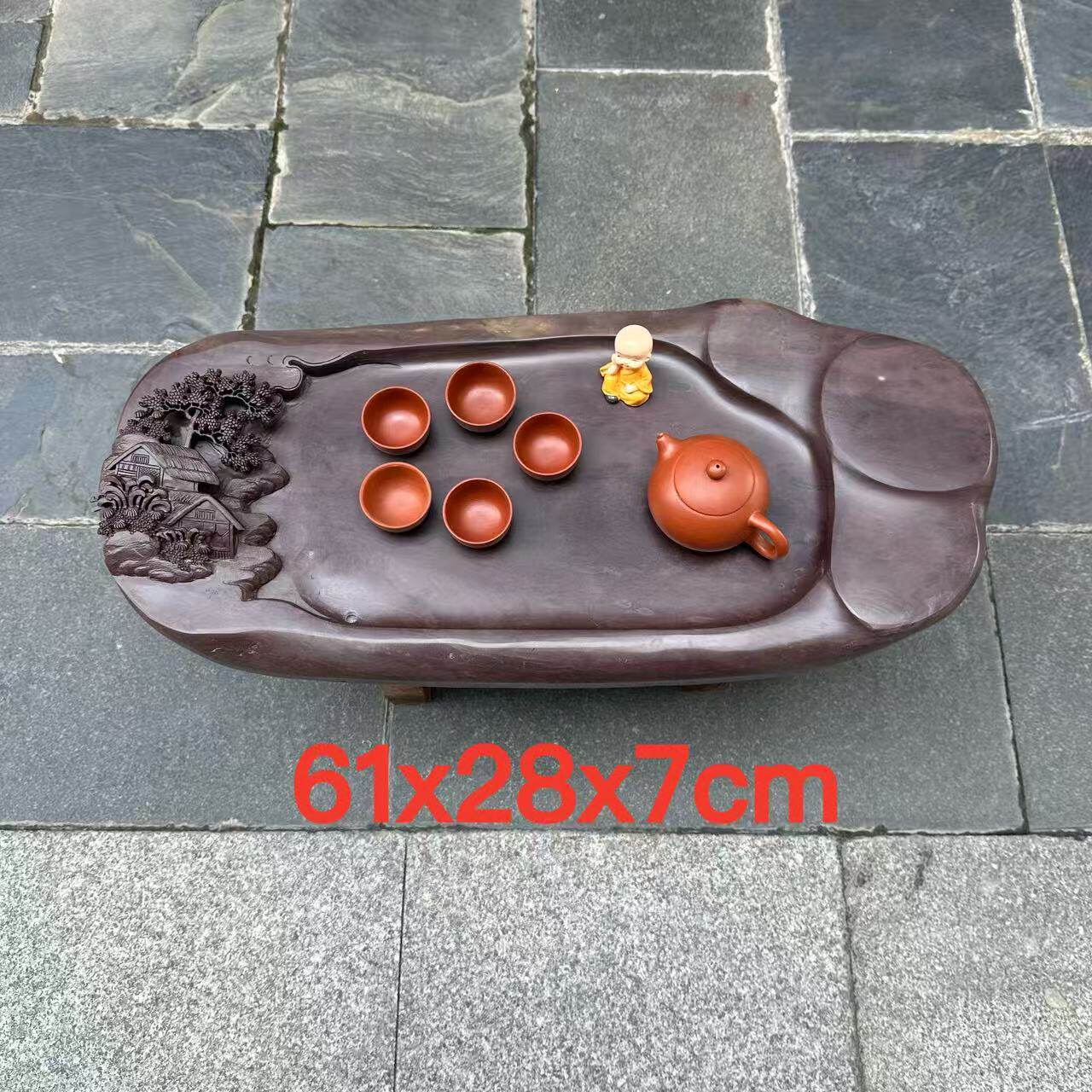 正宗端砚石茶盘宋源头工厂简易平板一体功夫茶复古风家用茶室茶台