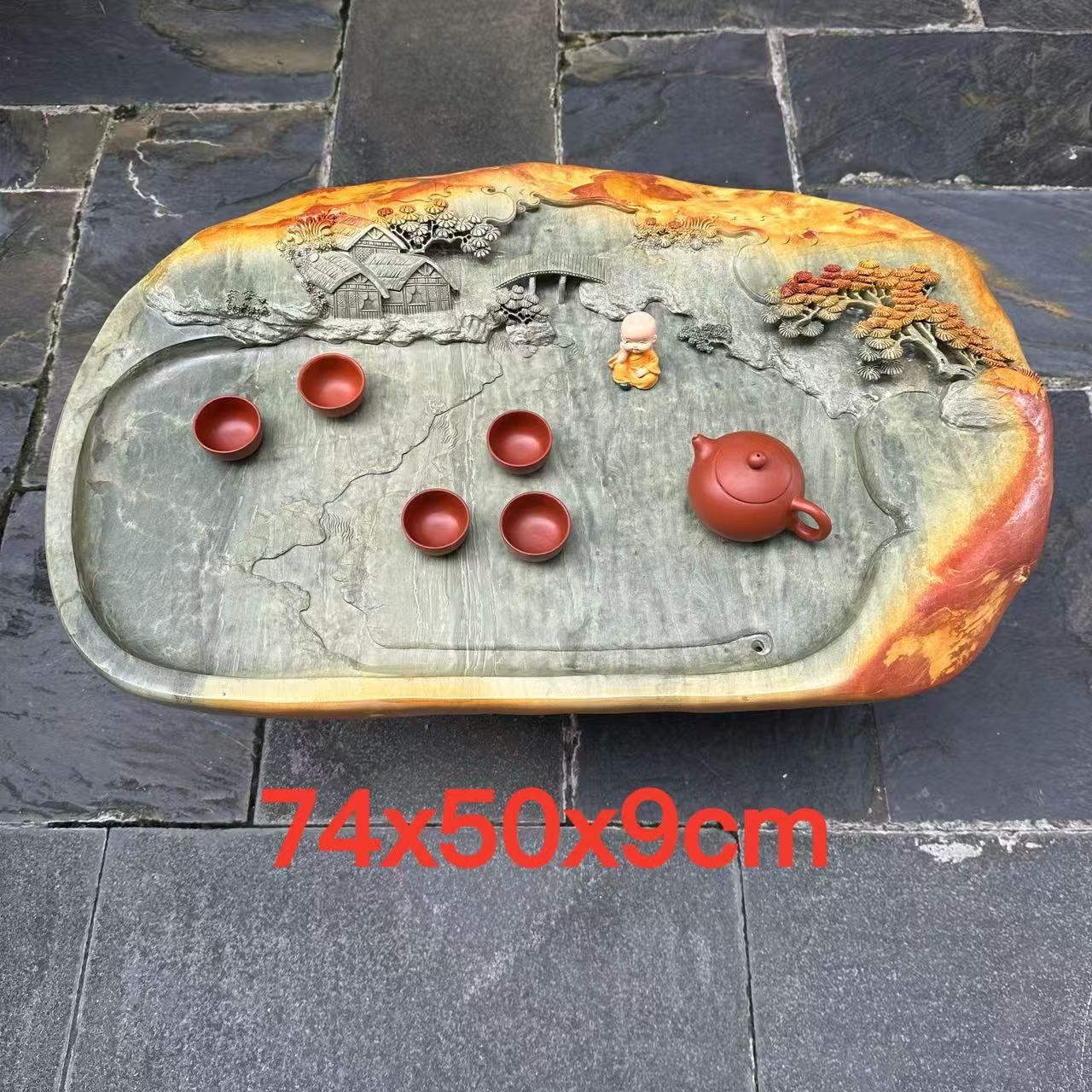 肇庆厂家端砚茶盘天然原石随形设计多层次起墩实用高档茶海精品品