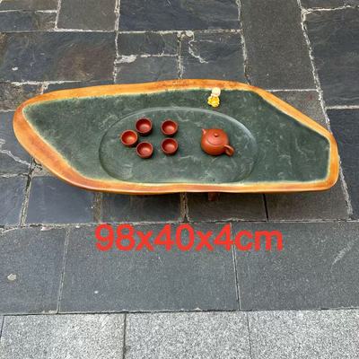 肇庆厂家端砚石茶盘天然绿端简易平板高档金包玉茶海茶台茶几精品