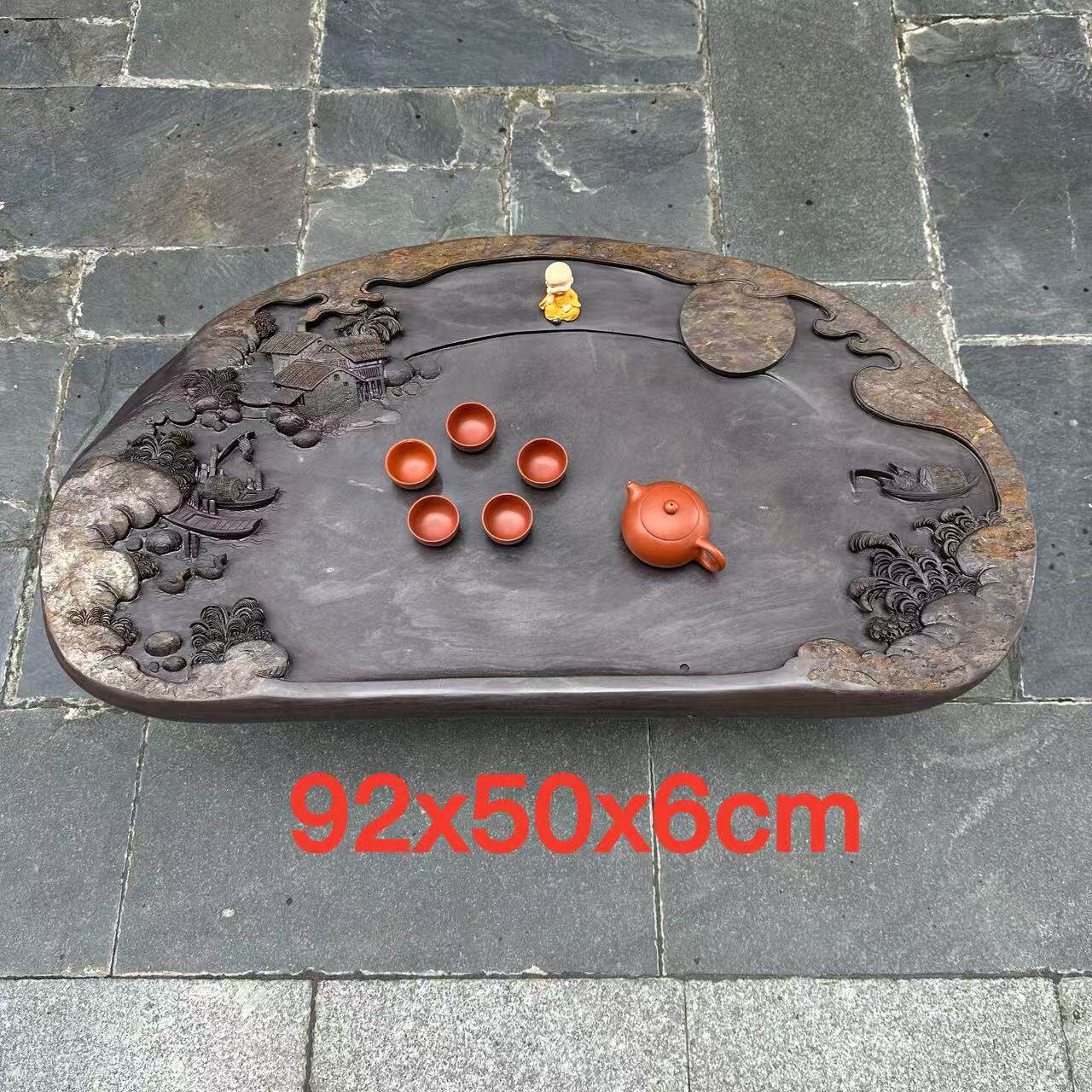 肇庆厂家端砚茶盘天然原石宋坑名师精雕仿古实用高档茶海茶台精品