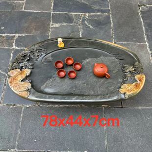 肇庆厂家端石茶盘绿端手工艺山水禅意客厅一体功夫茶台茶海茶几