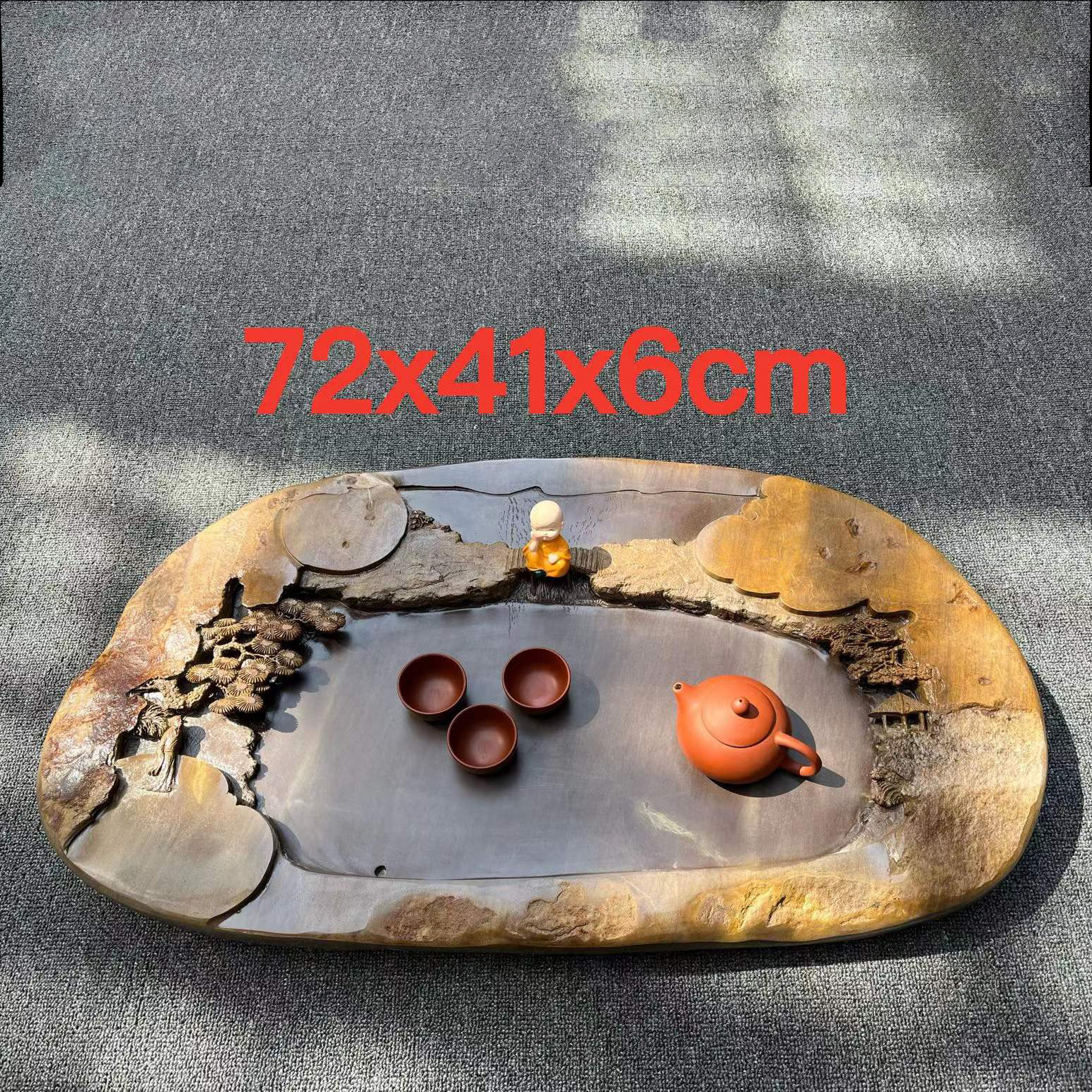端砚茶盘宋坑砚石茶台家用客厅办公室一体手工雕刻石茶海工厂直销