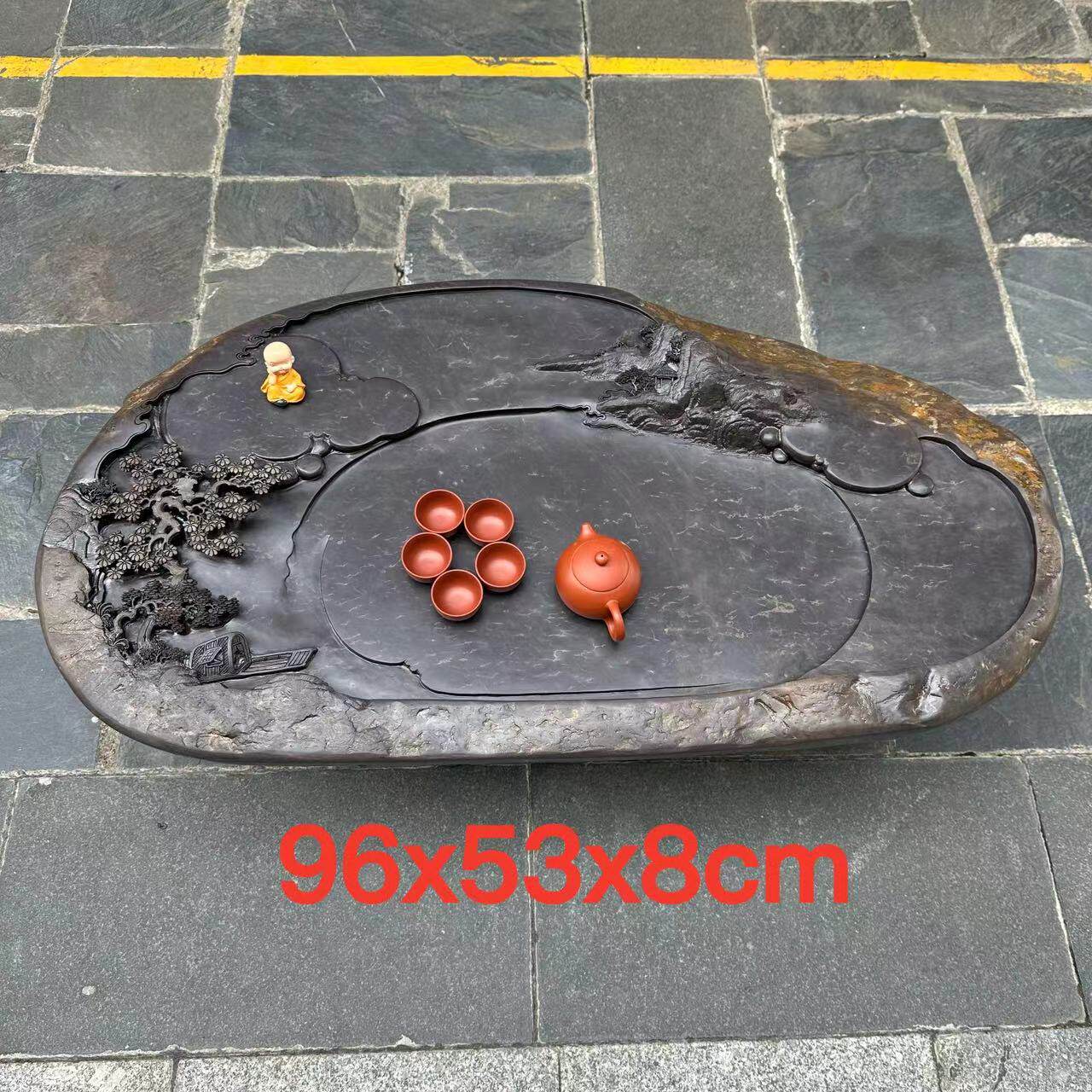 肇庆厂家端砚茶盘紫端天然手工雕刻家用客厅一体功夫茶台茶海孤品