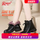 强人3515女鞋 羊毛靴子加绒保暖短靴粗跟棉鞋 冬季 马丁靴女2025新款