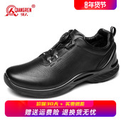 自动系带快速反应工作鞋 强人3515真皮黑色训练鞋 头层牛皮运动皮鞋