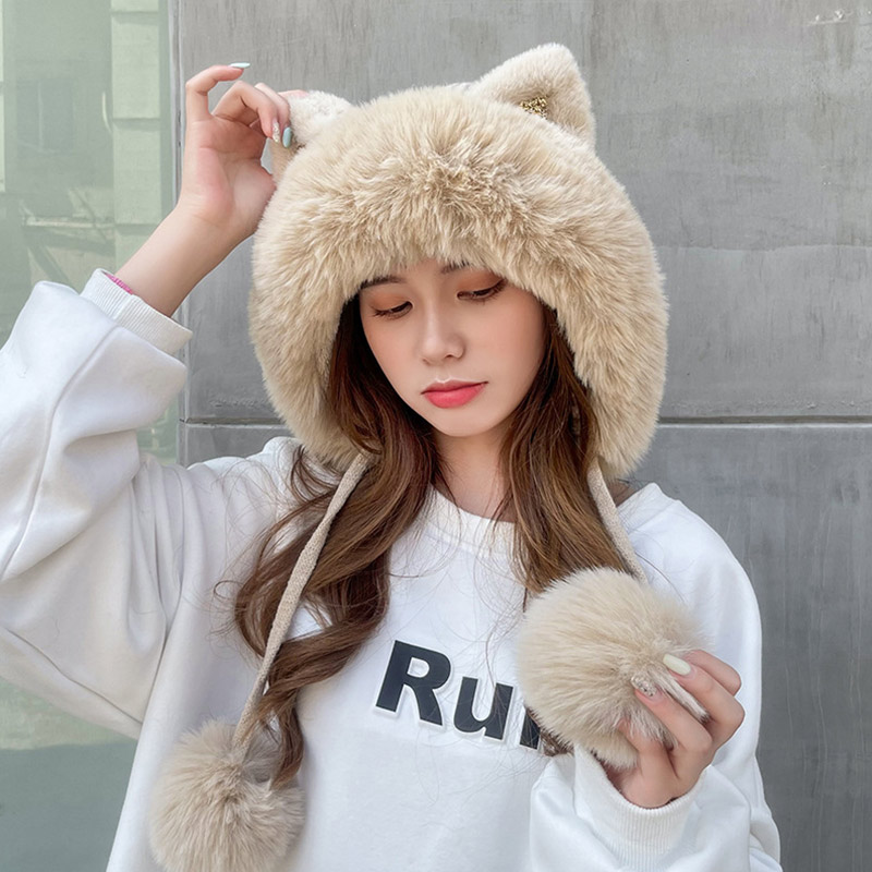 抗寒零下40度帽子可爱猫耳朵雪乡东北防寒装备哈尔滨出游旅游保暖