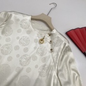 高端复古国风刺绣金色盘扣亮片上衣衬衫 女装 女衬衣 新中式 2024新款