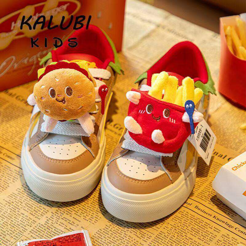 小汉堡加薯条配饰儿童运动鞋时尚百搭2026新款春季女童板鞋休闲鞋