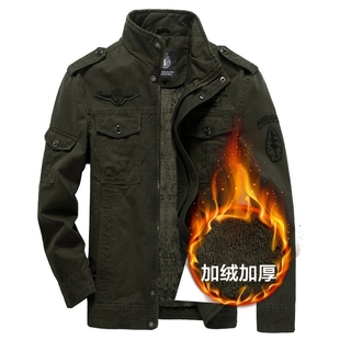 宽松纯棉夹克男军装 加绒加厚户外套夹克衫 工装 冬季 潮 大码 春秋薄款