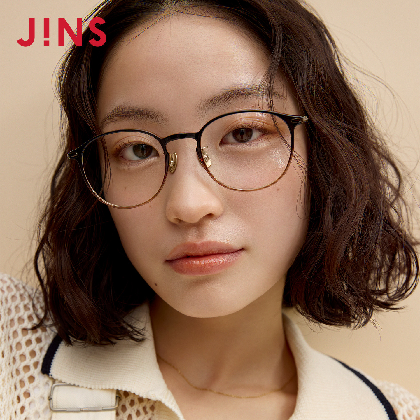 JINS睛姿近视眼镜休闲潮流β钛框男女可加配防蓝光镜片UUF25