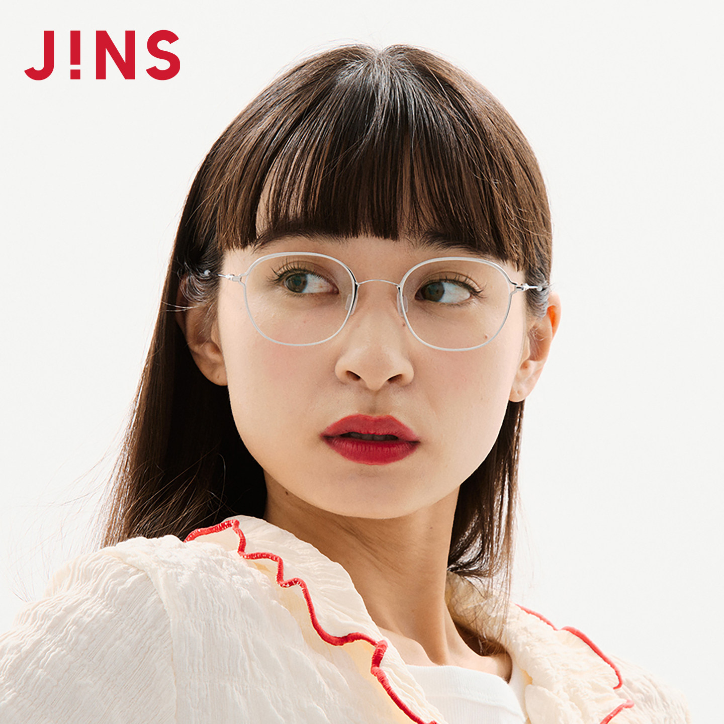 JINS男女钛框近视镜可加配镜片
