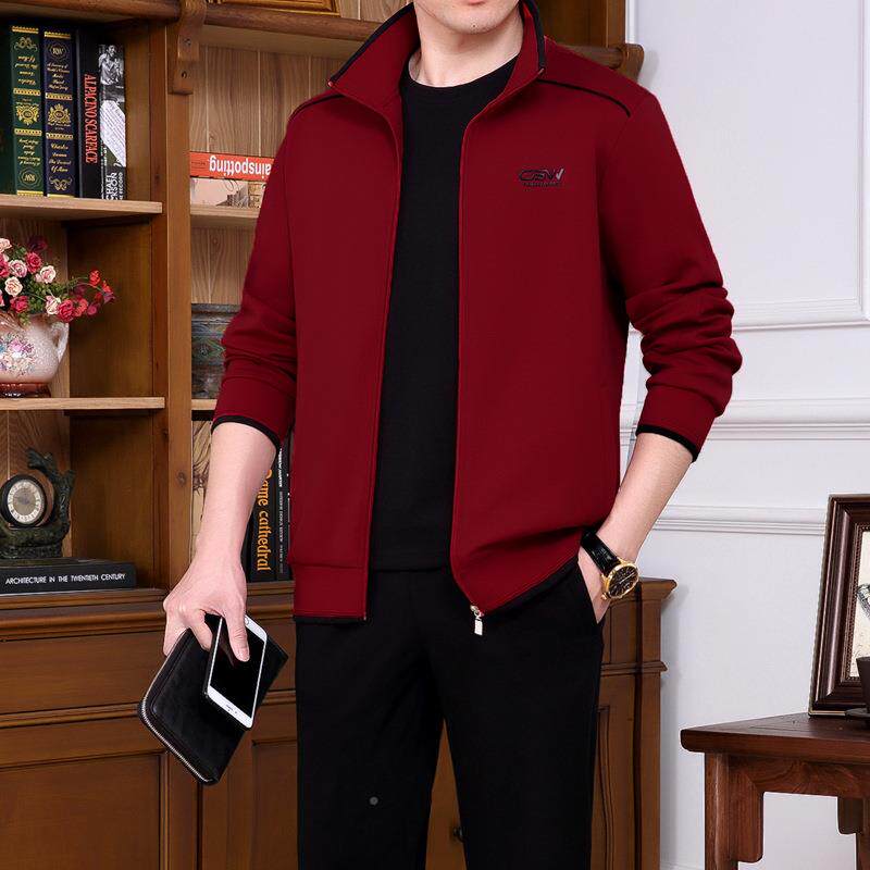中老77-9904A年运男动套装男服春秋季爸爸装士休闲人衣服运动套装