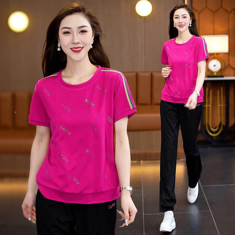 套装款89915611女夏新宽松气女士圆领冰丝短袖裤休洋闲长两件套,运动服/休闲服装,运动套装,淘宝优惠券,粉丝福利购,淘宝优惠卷